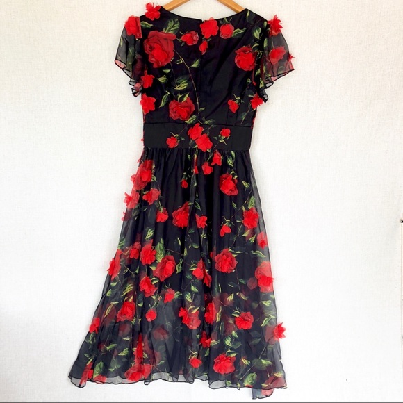 🌹 Anthropologie BLUEOXY Rose Appliqué Dress 🌹 - Picture 5 of 8